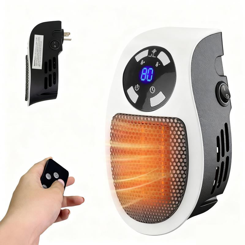 Portable Plug in Heater, 500W Electric Small Space Heater Indoor with Overheat Protection, Adjustable Electronic Thermostat, Precise LED Display Plug in Space Heaters for Bedroom