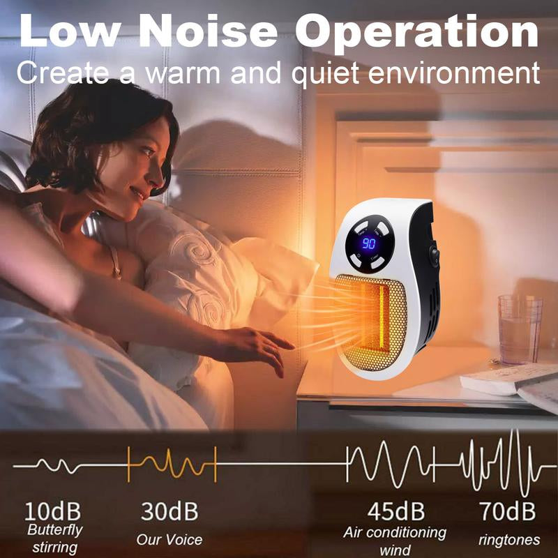 Portable Plug in Heater, 500W Electric Small Space Heater Indoor with Overheat Protection, Adjustable Electronic Thermostat, Precise LED Display Plug in Space Heaters for Bedroom